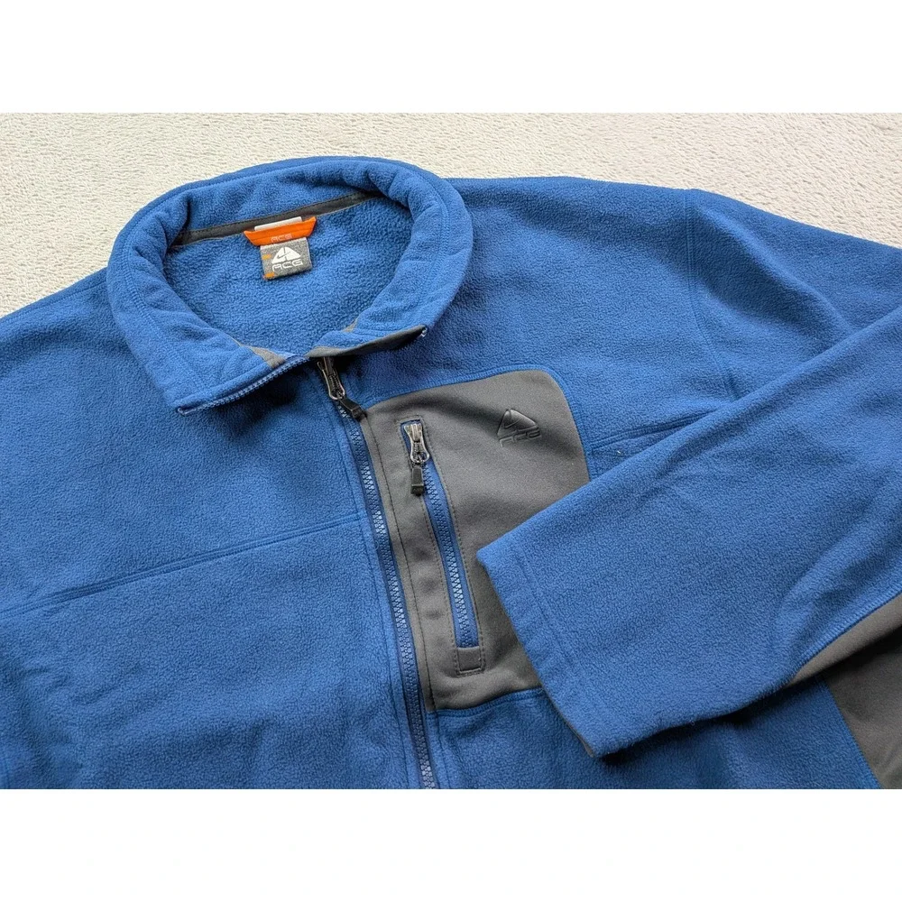 Nike ACG Fit Therma Fleece Jacket Mens XXL Blue Grey Full Zip Colorblock Hiking